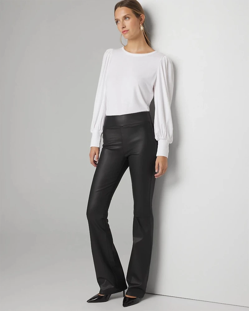 Petite Extra High-Rise Coated Pull-On Flare Jeans