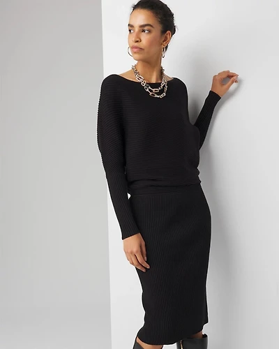 Off-Shoulder Ribbed Sweater Dress