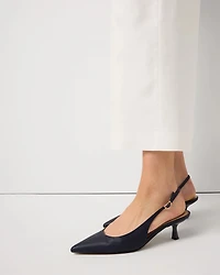 Saffiano Leather Slingback Kitten Heel