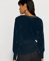 Embellished Dolman Chenille Sweater