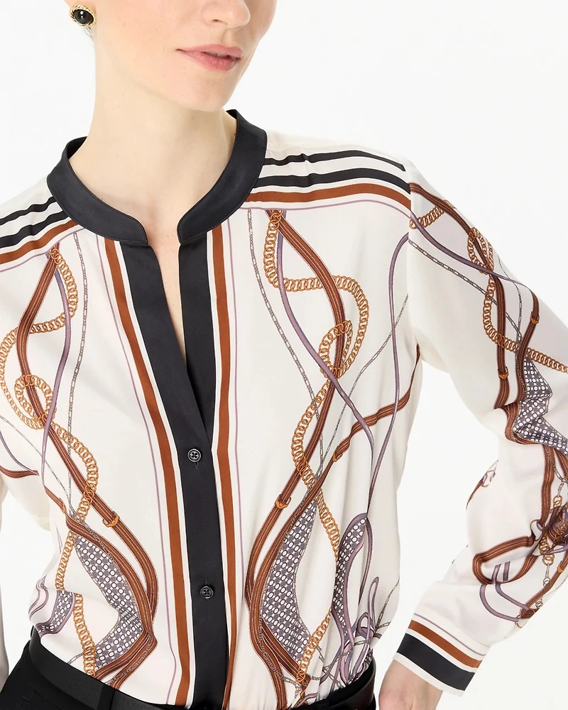 Stand Collar Satin Shirt