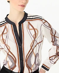 Stand Collar Satin Shirt