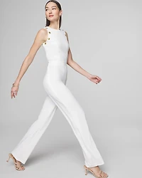 Petite Sleeveless Crest Jumpsuit