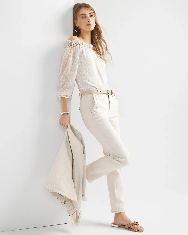 High-Rise Grommet Slim Crop Jeans