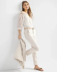 High-Rise Grommet Slim Crop Jeans