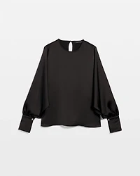 Cape Sleeve Satin Blouse
