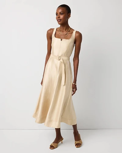 Fit + Flare Notch Neck Midi Dress