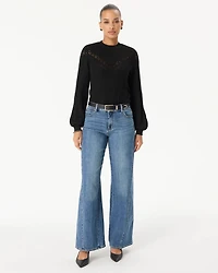 Mock Neck Long Sleeve Pullover Sweater