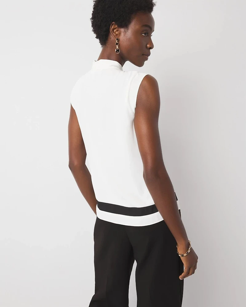 Colorblock Tie-Neck Shell