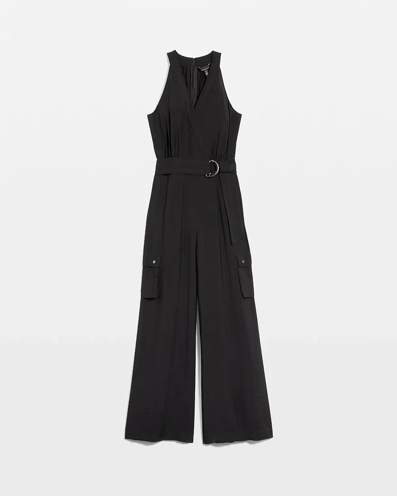 Petite Wide Leg Utility Jumpsuit