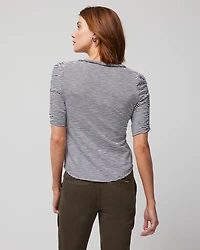 Shirred Sleeve Crewneck Tee