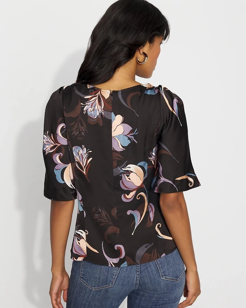 Satin Twist-Shoulder Top