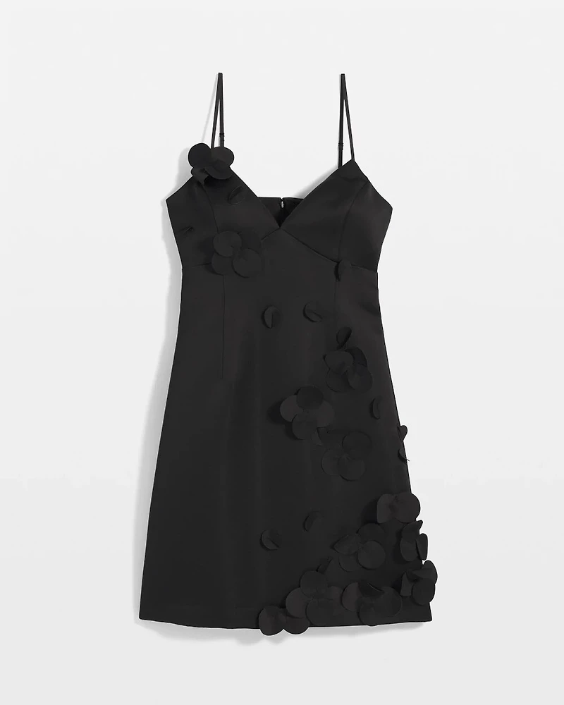 Floral Appliqué Mini Dress