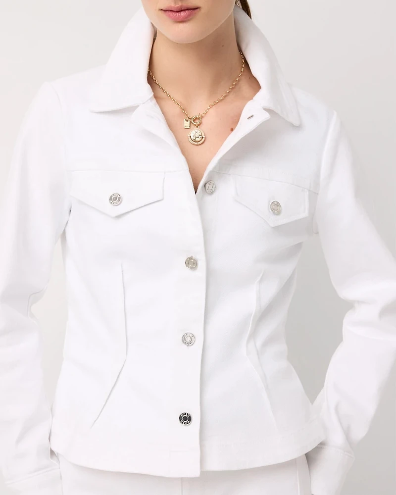 Pleated Denim Trucker Jacket