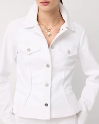 Pleated Denim Trucker Jacket