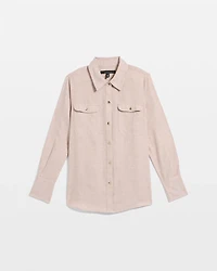 Linen-Blend Button Front Shirt