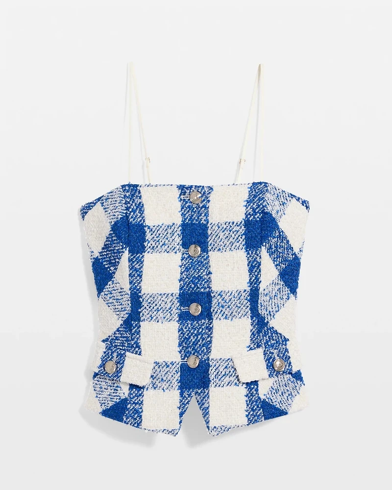 Petite Bouclé Plaid Bustier