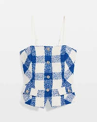 Petite Bouclé Plaid Bustier