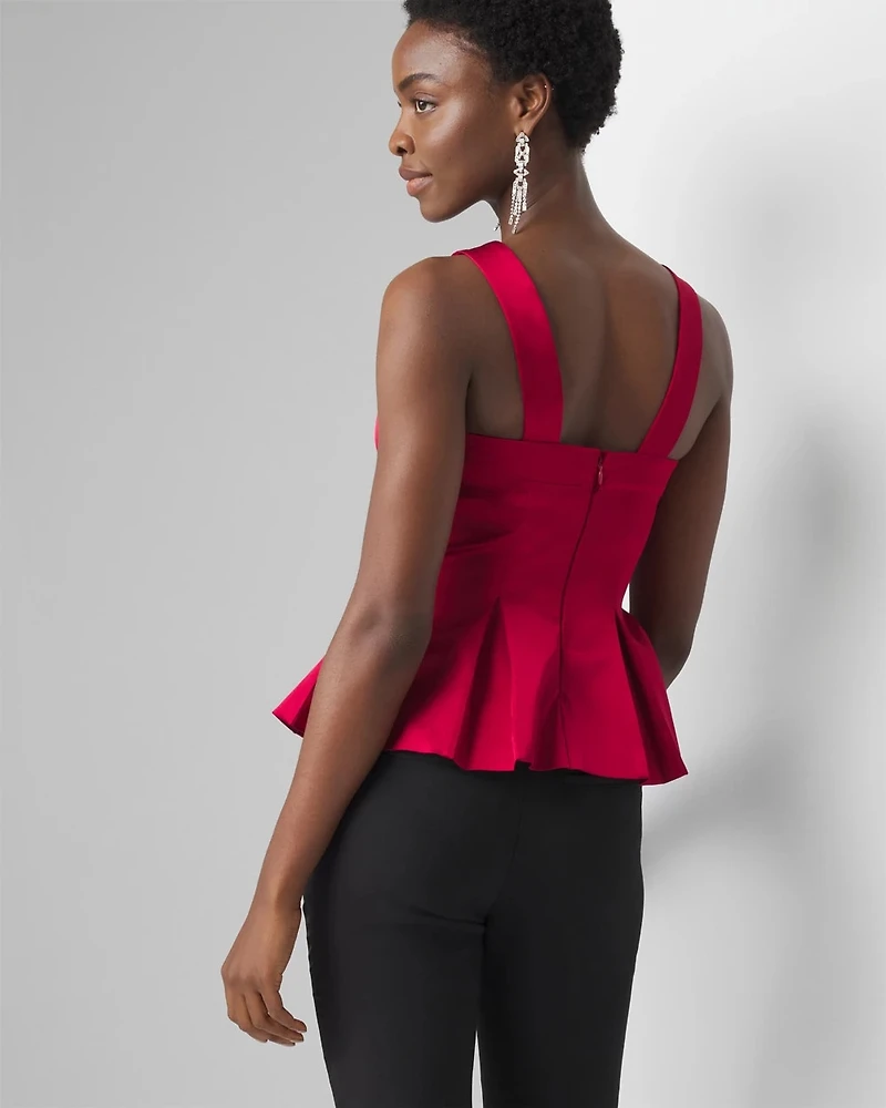 Satin Pleated Peplum Bustier