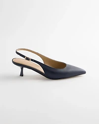 Saffiano Leather Slingback Kitten Heel