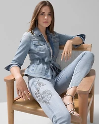High-Rise Ball Chain Embroidered Skinny Jeans