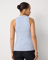 Half Zip Rib Halter Sweater Tank