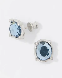 Denim Blue Glass Stone Stud Earrings