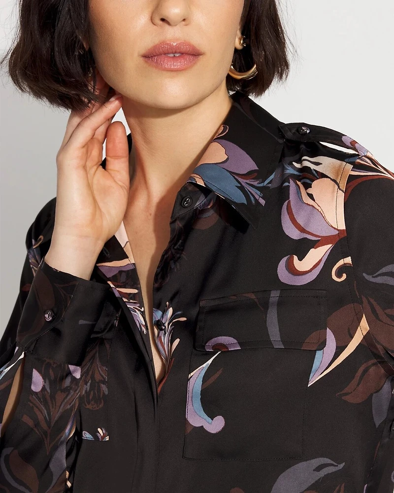 Relaxed Utility Satin Shirt