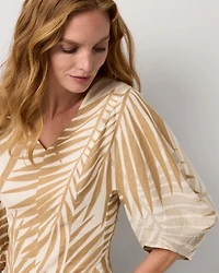 Linen-Blend V-neck Blouse