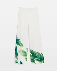 Placed Print Wide Leg Pant