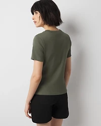 WHBM FORME™ Ribbed Stretch Button Shoulder Tee