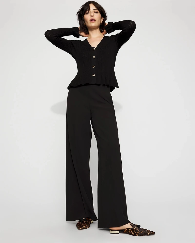 High-Rise Flat-Front Wide-Leg Pant