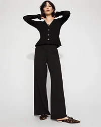 High-Rise Flat-Front Wide-Leg Pant