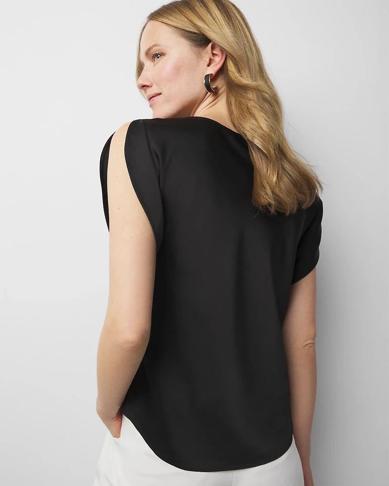 Satin Petal Sleeve Blouse