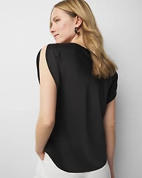 Satin Petal Sleeve Blouse