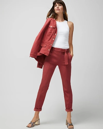 Pret High-Rise Belted Straight Cropped Pant