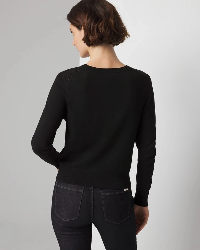 Petite Black + White Colorblock Cardigan