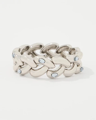 Blue Denim Glass Stone Stretch Bracelet