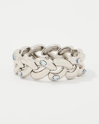 Blue Denim Glass Stone Stretch Bracelet