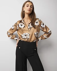 Long Sleeve Cuff Satin Shirt