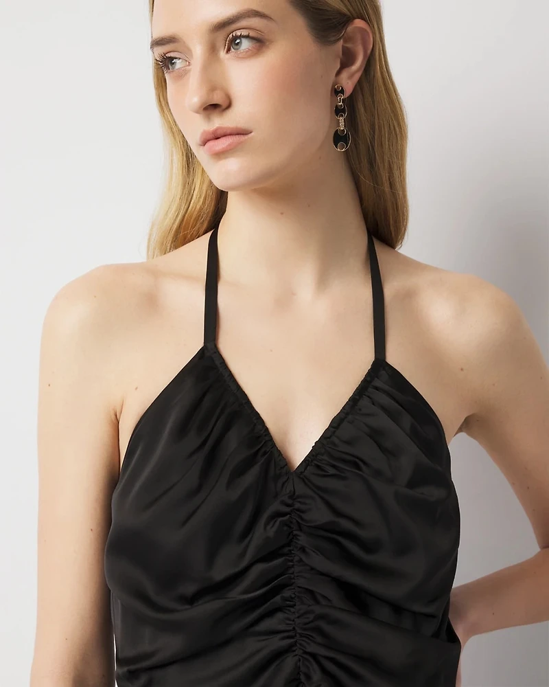 Satin Halter Maxi Dress