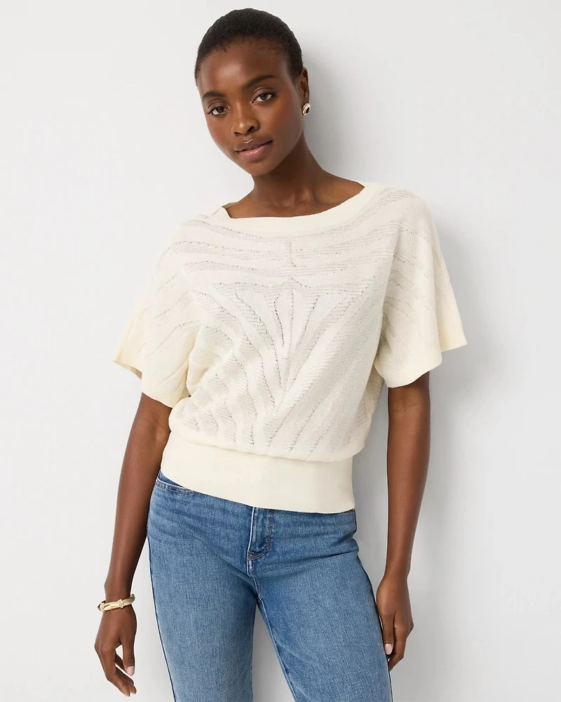 Zebra Jacquard Pullover Sweater