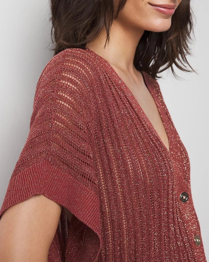 Kimono Sleeve Metallic Cardigan Sweater