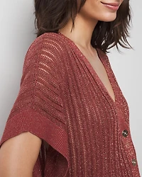 Kimono Sleeve Metallic Cardigan Sweater