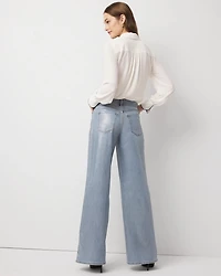 Clear Coated Extra High Rise Palazzo Jeans