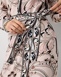 Tie-Waist Faux Wrap Shirt Dress