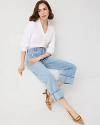 Cuffed High-Rise Wide Leg Crop Jean