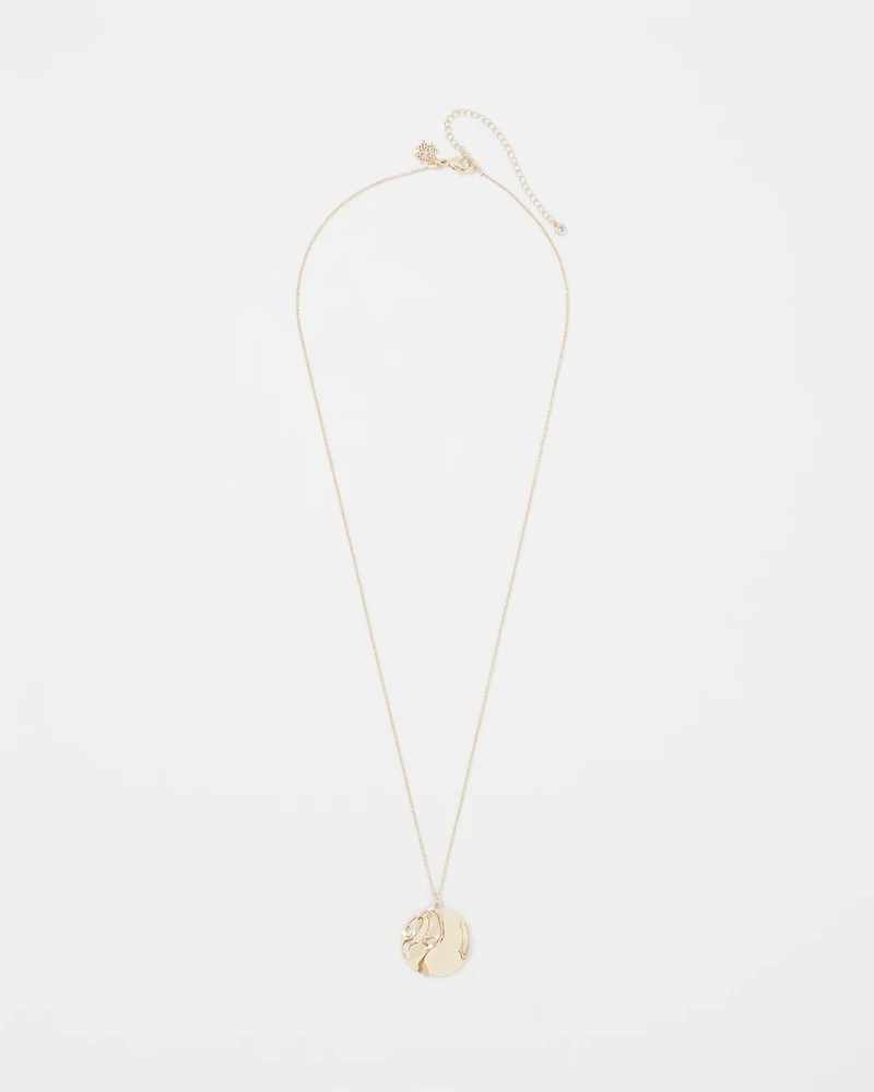 Gold Hammered Disc Pendant