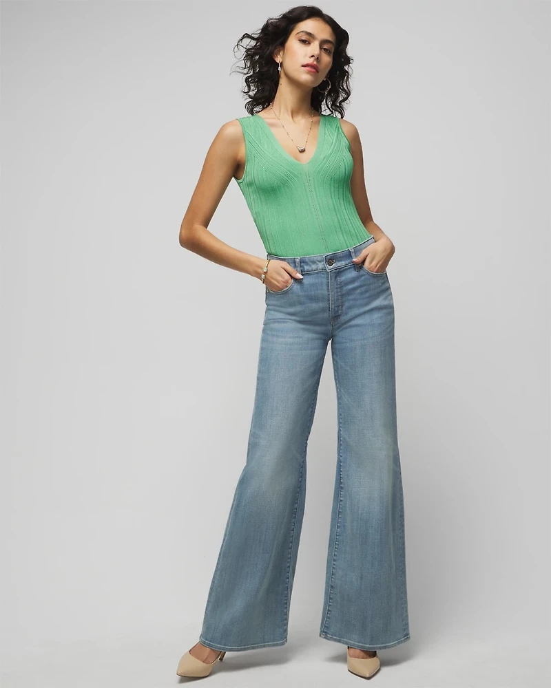 Petite High-Rise Everyday Soft Denim™ Wide-Leg Pants