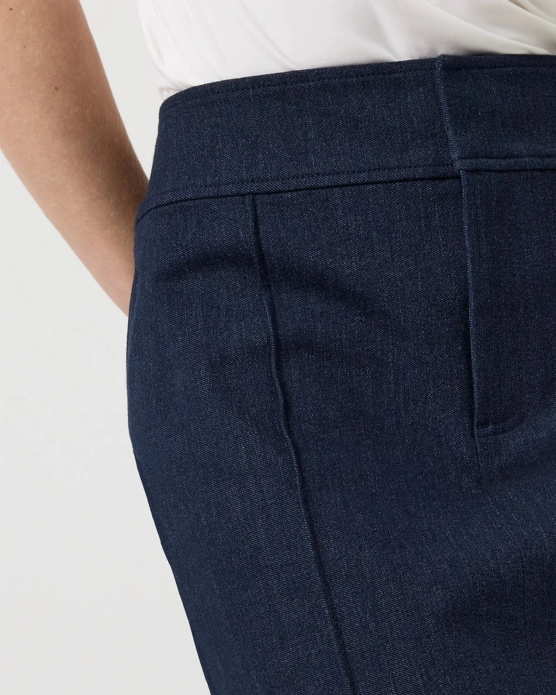 Denim-Look Tailored Pencil Skirt